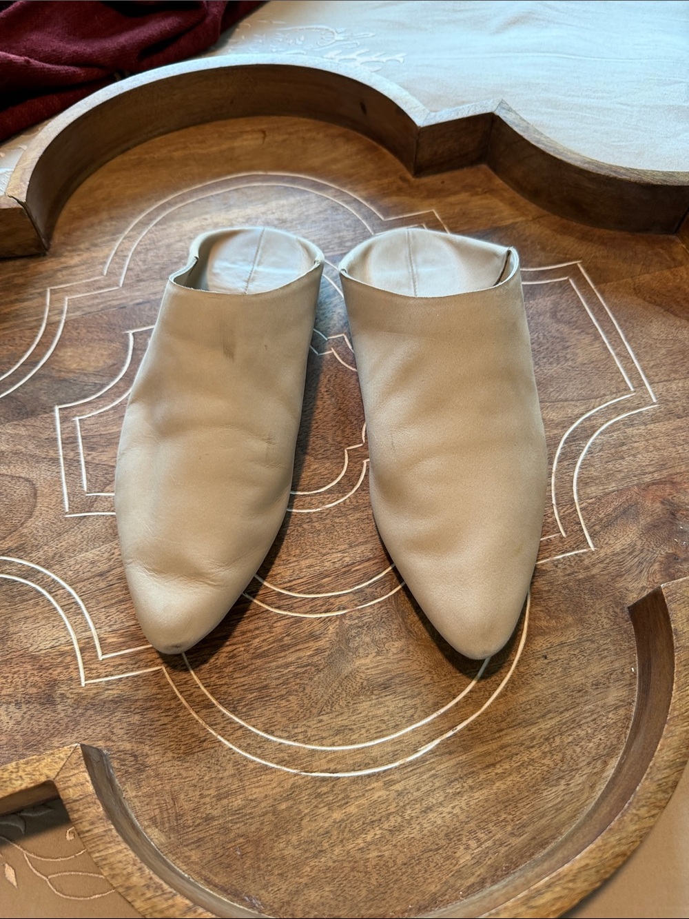 Laura Moonigan Minimal Pointed-Toe Slip-On Mules in cream leather